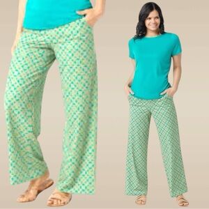 NWT AmberNoon II by Dr. Erum Ilyas SunKnit UPF 50 Wide-Leg Printed Pants